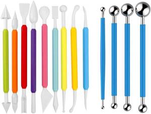 lot 4008 image: 13PCS Fondant Tool, Cake Decorating Hand Tool, Double Head Metal Ball, Gum Paste Modeling Tools