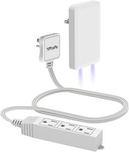 lot 4016 image: Flat Plug Extension Cord with Night Light Outlet Cover, 3 FT 3 Prong Extension Cord, 3 Grounded Outlets for Home and Kitchen, 13A1675W, ETL Listed