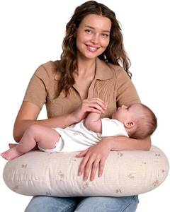 lot 4021 image: Little Grape Land Muslin Nursing Pillow, Soft 100% Cotton Breastfeeding Pillow with Breathable Cotton Removable Cover, Fog Flower Breast Feeding Pillows for Babies 0-12 Months - COLOR  PATTERN VARIES FROM STOCK PHOTO
