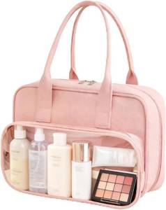 lot 4028 image: Toiletry Bag with Clear Window,Lightweight Travel Makeup Organizer with Handle,Ita Bag Style for Cosmetics & Pins