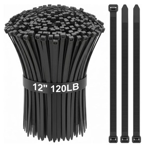 lot 4029 image: 600 Pcs 12 Inch Heavy Duty 120 lbs Tensile Strength Zip Ties, Black Nylon Cable Ties for Indoor Outdoor Wire Management (600)