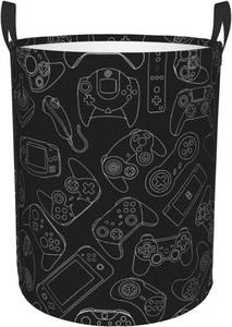 lot 4037 image: Video Game Controller Background Round Laundry Hamper Gaming Gadget Storage Basket Toys Clothes Organizer Bin For Home Bathroom Bedroom Dorm Nursery, 62l COLOR IS BLUE