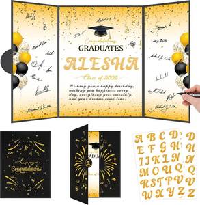 lot 4038 image: Graduation Decorations 2026, Black Gold Graduation Guest Book DIY Kit, Class of 2026 Signature Book with Gold Letter Stickers and Pen, Congratulations Graduates Gifts and Party Favors