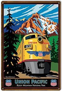 lot 4060 image: Union Pacific Tin Sign, Union Pacific Reproduction Railroad Metal Sign, 8 X 12 inch Aluminum Sign.