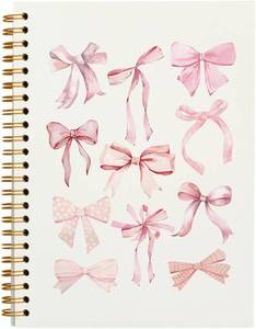 lot 4070 image: Pink Bow Coquette Notebook Journal Gifts for Women Girls, Cute Preppy Girly Notebook, Pink Office Supplies Spiral Notebook 5.5x8.3 Inch