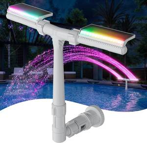 lot 2954 image: POOLHACKER Solar Pool Fountain with 10-Color LED Lights, Newly Refined Streamlined Design, Auto Dusk Sensor & Timer, Remote Control, Dual-Head Adjustable Spray for Above & Inground Pools