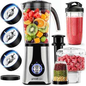 lot 2964 image: Power Smoothie Blender, Household Countertop Kitchen Blender and Food Processor Combo for Smoothies, Shakes, Drinks, Baby Food, Sauces, and Spreads. Come with Pitcher, Jar, Chopper, and Grinder