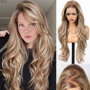 lot 2972 image: HAIRCUBE Glueless Lace Front Wavy Wig 26 Inch Light Ash Brown  13 6 lace area natural fit glueless easy wear bouncy wavy hair silky smooth lightweight comfy perfect for daily style