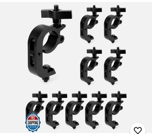 lot 2981 image: QWORK Heavy Duty Truss Clamp Stage Light Trigger Clamp, 10 Pack 330 lb. Aluminum Fixture, DJ Light Clips Fits 1.77-2.0 in. Trusses, for Par Light Moving Head Beam Stage Light, Black