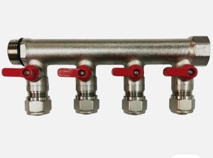 lot 2985 image: VN Infinite Quality 34 Plumbing PEX Manifolds w 12 Pex Ball Valves - Radiant Heat Manifold - PEX Tubing Floor Heating Manifolds - Red Handles (4 Loop Red)