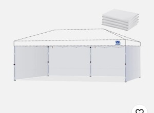 lot 2988 image: Fanpat 10x20ft Canopy Sidewalls fit 10x20ft Pop Up Tent, Waterproof 99% UV Protection Privacy Enclosure for Outdoor Events and Party, White (4Pcs Sidewalls Only, Frame and Top Not Included)