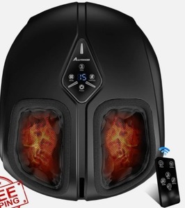 lot 2989 image: Jokupey Shiatsu Foot Massager with Heat,Vibration,Air Compression and Deep Kneading for Plantar Fasciitis, Neuropathy,Improve Foot Wellness,Gifts for Women & Men Black