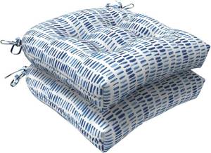 lot 2990 image: LVTXIII Outdoor Seat Cushions Seasonal Tufted Chair Cushions, Patio Chair Pads for Dining Chairs, Office Armchairs and Garden Furniture Decoration (Round Back, 19x19x4, Blue Pebble, 2 Pack)