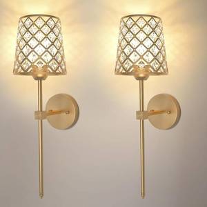 lot 2992 image: Crystal Battery Operated Wall Sconces Set of 2, Gold Rechargeable Wireless Wall Sconce Lights for Home Decor, Dimmable 12 RGB and 3CCT Wall Lamps with Remote for Living Room Bedroom Hallway
