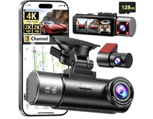 lot 4099 image: 4K Dash Cam Front and Rear, Night Vision, WDR, Free Card Included 2K Rear Dash Camera for Cars, 170  Wide Angle, 5.8G2.4G Wi-Fi, Built-in GPS, G-Sensor Emergency Lock, 24H Parking Monitor - Retail $119.99