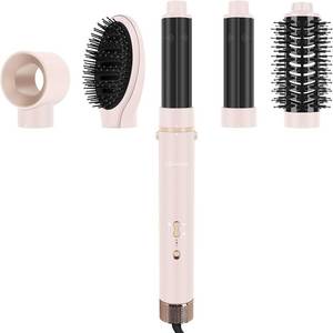 lot 4151 image: IG INGLAM MegaAIR Styler, 5 in-1 Professional Interchange Hair Dryer Brush 110,000 RPM Brushless BLDC Motor Ionic Hot Air Styler Volumizing and Shape, Pink - Retail $69.99