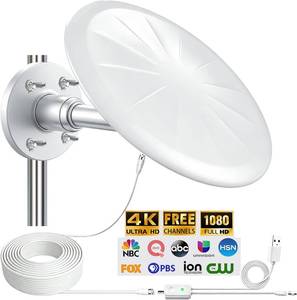 lot 4165 image: Outdoor TV Antenna for Smart TV, Suit for AtticCampRVBoat White  720  Reception Digital HD Antenna Signal, Support 4k8k1080p for Free Local Channels, with Super Signal Booster, 2026 Latest