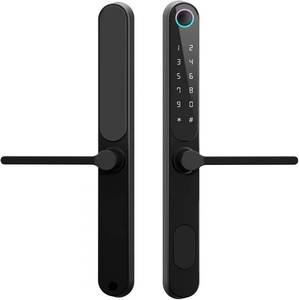 lot 4169 image: HIFAM Fingerprint Smart Door Lock with TUYA APP Control  Electronic door lock, biometric recognition, handle design, remote control via TUYA app, easy installation, security, durable