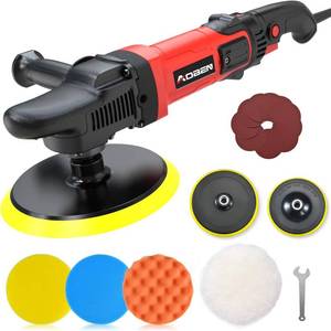 lot 4170 image: AOBEN 67 inch Buffer Polisher,Rotary Car Buffer,1600W Car Polisher Waxer Kit with 6 Variable Speed 1000-3500RPM &amp 4 Polishing Pads,Detachable Handle for Car Polishing and Waxing - Retail $79.99