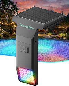 lot 4189 image: Solar Pool Lights for Inground &amp Above Ground Pool, 10-Color 4-Mode LED Pool Lights, Underwater Swimming Pool Lights with Timer, Submersible Pool Lights with Remote, Waterproof Design (Black, 1 Pack) - Retail $75.99