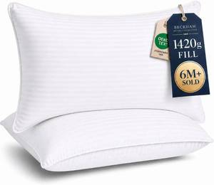 lot 4194 image: Beckham Hotel Collection Bed Pillows King Size Set of 2  Down Alternative Pillow for Back, Stomach or Side Sleepers