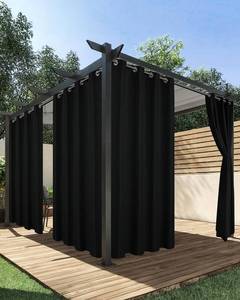 lot 4198 image: HolidayIdeas Waterproof Outdoor Curtains for Patio, 6 Panels - 54x108 Inches - Weatherproof Privacy Outsides Curtains for Backyard Porch Gazebo, Sunlight &amp UV Blocking (Black, Grommet Top)