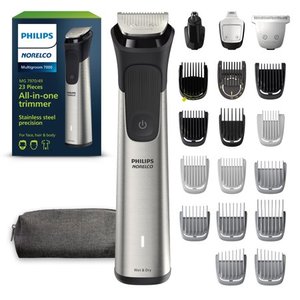 lot 4202 image: Philips Norelco Multigroom 7000 Series, All-in-One Trimmer, Beard Trimmer and Hair Clipper, 23-Piece Mens Grooming Kit for Beard, Face, Nose, Ear, Body, with Titanium Blades, Travel Pouch, MG797049