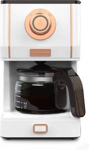 lot 4212 image: Amaste Retro Style Coffee Machine with 25 Oz Glass Coffee Pot, Reusable Coffee Filter & Three Brewing Modes, Warming Plate, Elegant White with Rose Gold