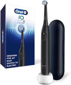 lot 4213 image: Oral-B iO Series 2 Limited Simple Clean Rechargeable Electric Toothbrush for Adults, Night Black, 3 Modes, Automatic Pressure Sensor for Gum Care, Travel Case