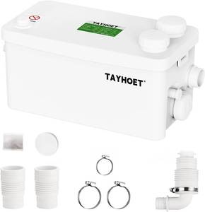 lot 4214 image: 1.1HP Utility Sink Pump, 800W Macerator Pump with 3 Upgraded Inlets  for Basement, Kitchen, Sink, Shower, Bathtub, Laundry - Retail $139.99