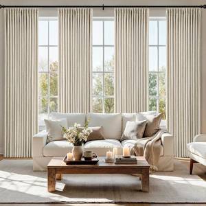 lot 4227 image: MIULEE Pinch Pleated Thick Linen Curtains 40x102 Inch Oatmeal 4 Panels Set  Back Tab, Memory Trained, Pinch Pleat, Semi Sheer, Light Filtering Curtains, Window Drapes for Living Room Bedroom