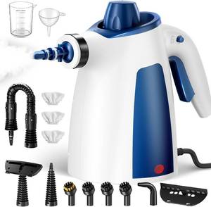 lot 4231 image: Handheld Steam Cleaner, 230 F Pressurized Steamer with No Water Spitting & Continuous Steam, 350ML Chemical-Free Deep Cleaning for Grease & Grime, 14 Accessories for Grout, Bathroom, Kitchen & Car