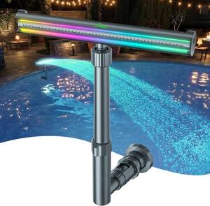 lot 4232 image: UIRWAY Solar Pool Fountain F5 Pro, Dual Light Strip 52 Ultra-Bright LEDs Unique Design, 10 Colors Pool Lights with 4 Modes, Remote Control, Adjustable Spray, Pool Fountain for Above & Inground Pools