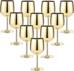 lot 4239 image: Irenare Set of 12 Stainless Steel Wine Glasses Gold 12 oz Metal Wine Goblets Unbreakable Portable Stemmed Wines Glasses for Wedding Anniversary Party Travel Camping Outdoor Picnics - Retail $79.99