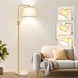 lot 4245 image: Nintiue Dimmable Gold Floor Lamp, 1000 LM LED Edison Bulb Included, Arc Floor Lamps for Living Room with Marble Base, Modern Standing Lamp Tall Lamps for Living Room Bedroom