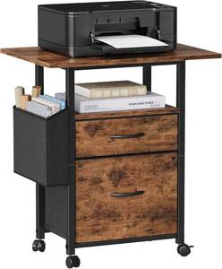 lot 4246 image: GYIIYUO 2 Drawer File Cabinet 24W, Mobile Filing Cabinet, Printer Stand  24 Extended Desktop, Rolling, Side Bag, Fits A4Letter Size, Home Office, Fabric Drawer, Light Brown