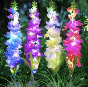 lot 4254 image: MRHEPHAESTUS Solar Garden Lights, Solar Delphinium Flowers Lights 8 Pack 160 LEDs, Waterproof Outdoor Light Two Lighting Modes for Wedding Party Garden Yard Patio Lawn Decor and Gift for Mother