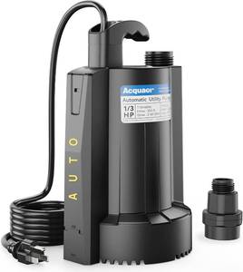 lot 4258 image: 13 HP Automatic Submersible Water Sump Pump, 115V with 34 Garden Hose Check Valve Adapter,2160 GPH High Flow Water Removal for Swimming Pool Cover Hot Tubs Flooded House Basement