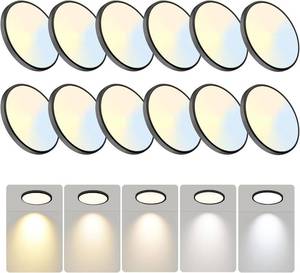 lot 4260 image: WKONCLDY 7.5Inch LED Ceiling Lights, 5 Colors Selectable (3000K3500K4500K5000K6000K) Flush Mount Ceiling Lights, Ultra Thin LED Ceiling Light Fixtures 0.87Inch for Living Room - 12 Pack