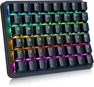 lot 4263 image: Koolertron One Handed Mechanical Gaming Keyboard, 48-Key Fully Programmable Mini Keypad, Mini USB Macro Keyboard with RGB LED Backlit, for Windows PC Gamer - Retail $78.99