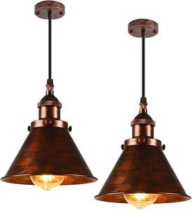 lot 4265 image: TAKEGO 7.09 Copper Pendant Light Set of 2, Rustic Pendant Light Kitchen Island, Vintage Farmhouse Light Fixtures, Hanging Ceiling Lamp for Kitchen Island, Hallway, Dining Room - Retail $76.98