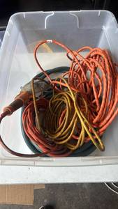 lot 184 image: Extension Cord Lot Orange Red Yellow Green Multiple Lengths