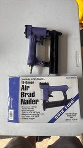lot 209 image: Central Pneumatic 18-Gauge GA Air Brad Nailer Item 42528 New Open Box Free Ship