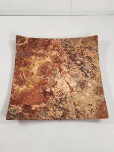 lot 80 image: Waterstone Inc Square Tray Dark Travertine Marble Hand Crafted