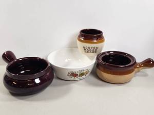 lot 130 image: Nanco Ceramic Cookware Lot Boston Baked Beans La Sauge Nantucket 4 Pieces