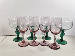 lot 143 image: Cactus Stem Margarita Glasses and Pink Glasses