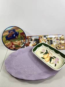 lot 150 image: Decorative Ceramic Serving Plates and Platters Lot 4 Pieces
