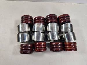 lot 164 image: Napkin Rings Set Metal and Wood