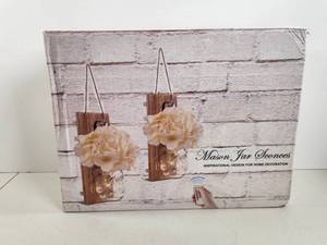 lot 184 image: Mason Jar Sconces 2-Pack with Hydrangea Flowers and LED Fairy Lights