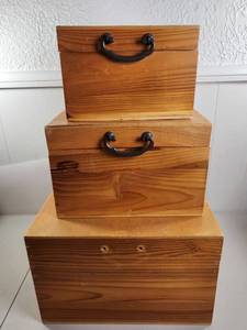 lot 205 image: 3-Piece Nesting Storage Boxes with Handles